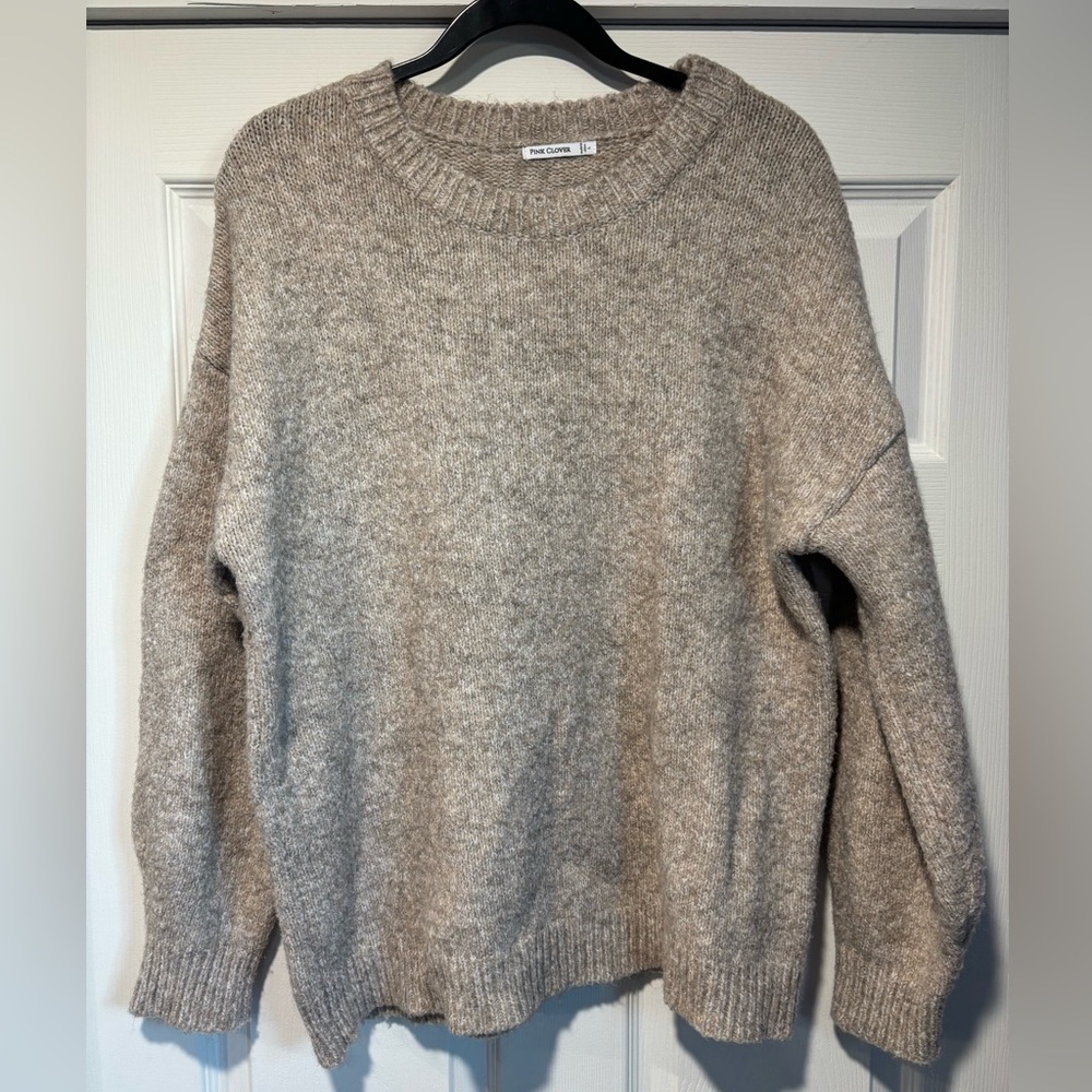 Pink Clover Beige Crew Neck Sweater